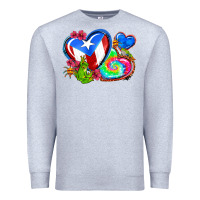 Heather Grey western leopard puerto rico   hearts Premium Sweatshirt - AdoDesignShop