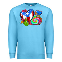 Ocean Blue western leopard puerto rico   hearts Premium Sweatshirt - AdoDesignShop