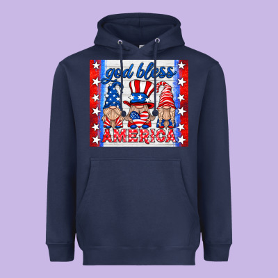God Bless America Gnomes Heavyweight Hoodie Designed By Hra Design Shop