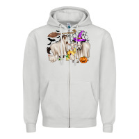 Dove Grey halloween farm animals Zipper Hoodie - Zillion Design Studio