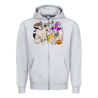 Heather Grey halloween farm animals Zipper Hoodie - Zillion Design Studio