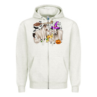 Oatmeal Heather halloween farm animals Zipper Hoodie - Zillion Design Studio