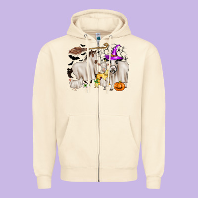 Halloween Farm Animals Zipper Hoodie Designed By Zillion Design Studio