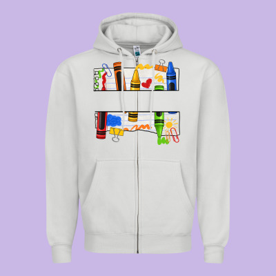Custom Teacher Name Crayon Zipper Hoodie Designed By Texasbilliewilder