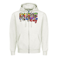 Oatmeal Heather pride day Zipper Hoodie - Zillion Design Studio