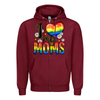 Burgundy i love my moms Zipper Hoodie - Zillion Design Studio