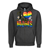 Charcoal Heather i love my moms Zipper Hoodie - Zillion Design Studio