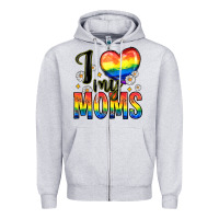 Heather Grey i love my moms Zipper Hoodie - Zillion Design Studio