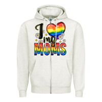Oatmeal Heather i love my moms Zipper Hoodie - Zillion Design Studio