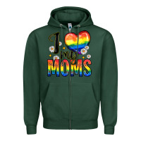 Sports Green i love my moms Zipper Hoodie - Zillion Design Studio