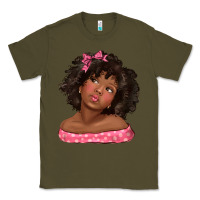 Army Green afro black girlchild kiss with bow Classic Tee - texasbilliewilder