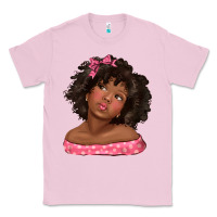 Bubblegum Pink afro black girlchild kiss with bow Classic Tee - texasbilliewilder