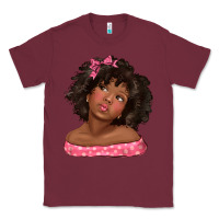Burgundy afro black girlchild kiss with bow Classic Tee - texasbilliewilder