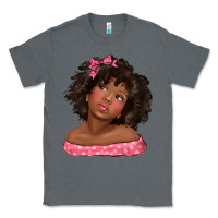 Charcoal Heather afro black girlchild kiss with bow Classic Tee - texasbilliewilder