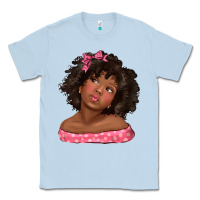 Dusty Blue afro black girlchild kiss with bow Classic Tee - texasbilliewilder