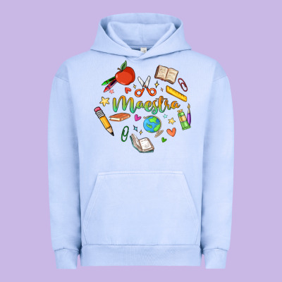 Maestra Teacher Heart Doodle Urban Hoodie Designed By Maliassmallbusiness