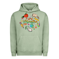 Pigment Oil Green maestra teacher heart doodle Urban Hoodie - MaliasSmallBusiness