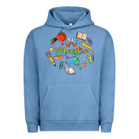 Pigment Pebble Blue maestra teacher heart doodle Urban Hoodie - MaliasSmallBusiness