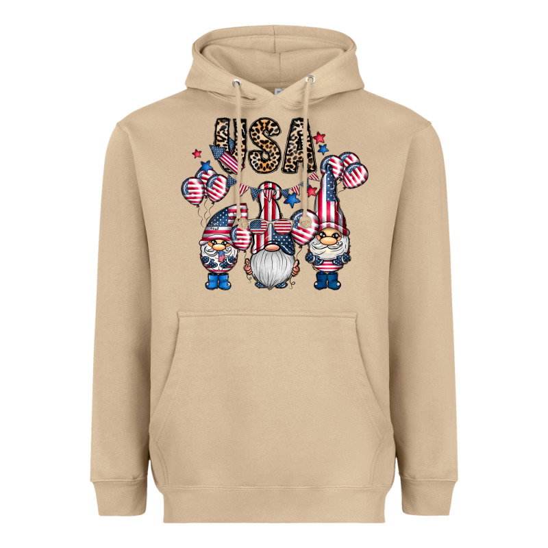 Usa America Gnome Heavyweight Hoodie by CowhideDigitalArt | Teevron