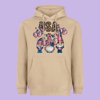 Usa America Gnome Heavyweight Hoodie Designed By Cowhidedigitalart