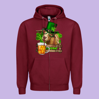 St. Patrick's Day Goat And Beer Zipper Hoodie Designed By Ranaportraitstore