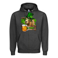 Charcoal Heather st. patrick's day goat and beer Zipper Hoodie - RanaPortraitStore
