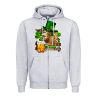 Heather Grey st. patrick's day goat and beer Zipper Hoodie - RanaPortraitStore