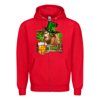 Red st. patrick's day goat and beer Zipper Hoodie - RanaPortraitStore