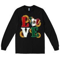 Black Mexican Flag With Sunflowers Love Long Sleeve Tee - RanaPortraitStore