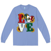 Colony Blue Mexican Flag With Sunflowers Love Long Sleeve Tee - RanaPortraitStore