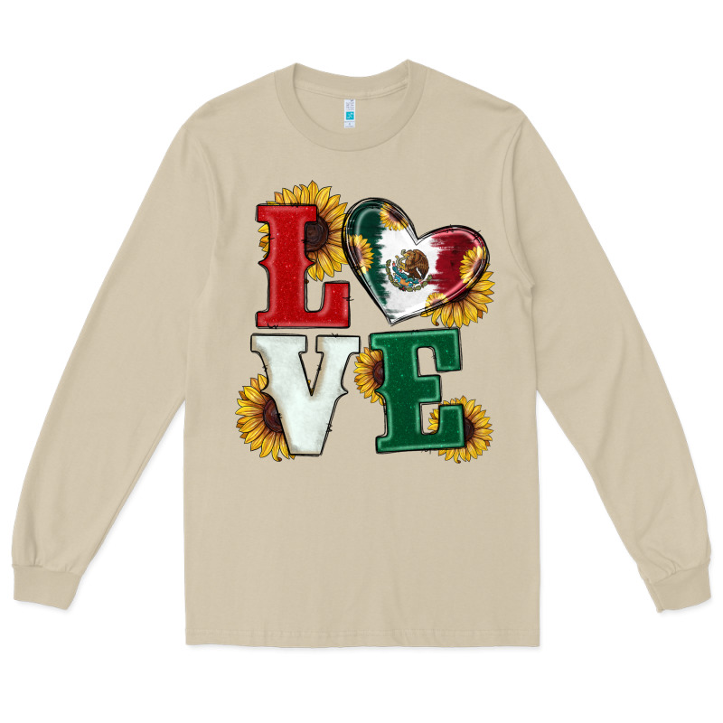 Mexican Flag With Sunflowers Love Long Sleeve Tee by RanaPortraitStore | Teevron