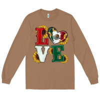 Toasted Coconut Mexican Flag With Sunflowers Love Long Sleeve Tee - RanaPortraitStore