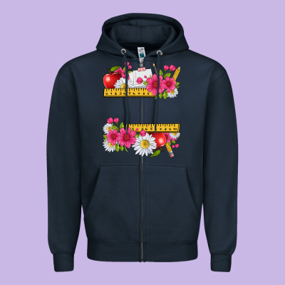 Floral Teacher Zipper Hoodie Designed By Texasbilliewilder