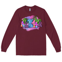 Burgundy aloha stitch Long Sleeve Tee - AdoDesignShop