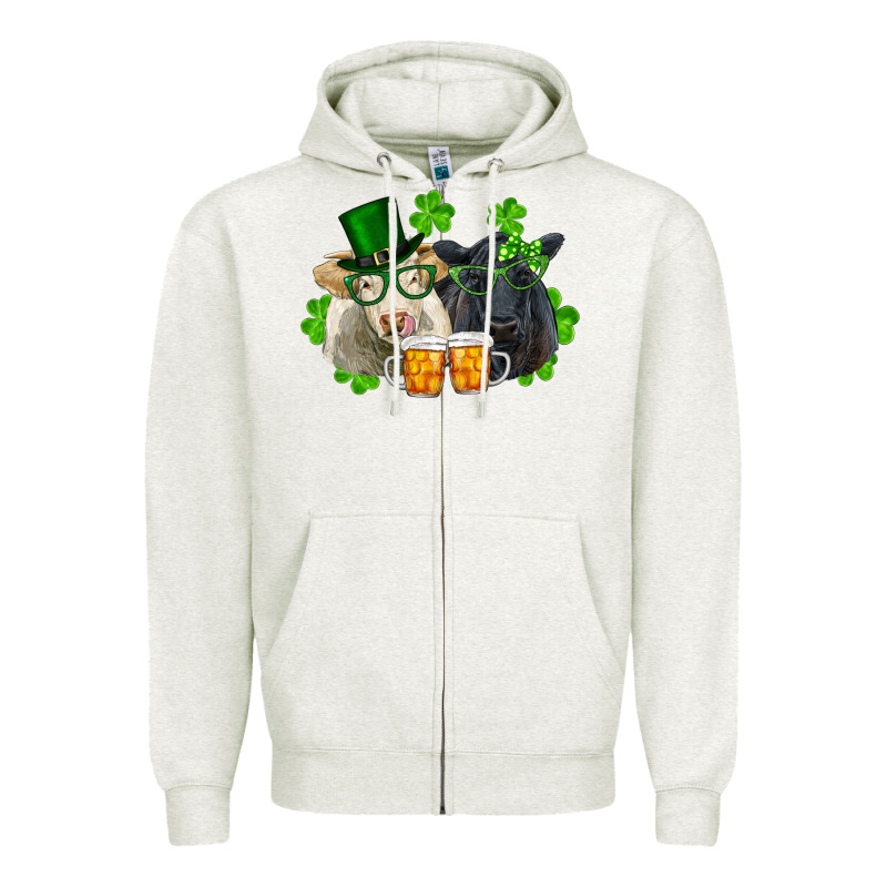St. Patrick's Day Charolais And Black Angus Cows Zipper Hoodie by RanaPortraitStore | Teevron