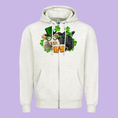 St. Patrick's Day Charolais And Black Angus Cows Zipper Hoodie Designed By Ranaportraitstore