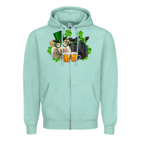 Seafoam st. patrick's day charolais and black angus cows Zipper Hoodie - RanaPortraitStore