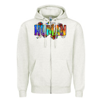 Oatmeal Heather human Zipper Hoodie - Zillion Design Studio