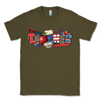Army Green American teacher Classic Tee - Zillion Design Studio