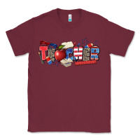 Burgundy American teacher Classic Tee - Zillion Design Studio