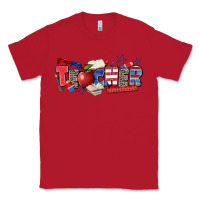 Red American teacher Classic Tee - Zillion Design Studio