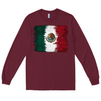 Burgundy Mexican Flag Long Sleeve Tee - RanaPortraitStore