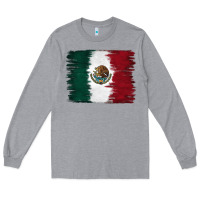 Heather Grey Mexican Flag Long Sleeve Tee - RanaPortraitStore