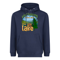 Navy what happens at the lake stays at the lake Heavyweight Hoodie - HRA Design Shop