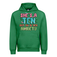 Emerald she's a ten but so is her anxiety Urban Hoodie - MaliasSmallBusiness