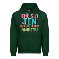 Forest Green she's a ten but so is her anxiety Urban Hoodie - MaliasSmallBusiness