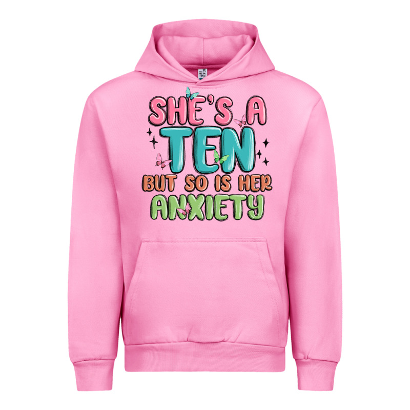She's A Ten But So Is Her Anxiety Urban Hoodie by MaliasSmallBusiness | Teevron