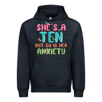 Navy she's a ten but so is her anxiety Urban Hoodie - MaliasSmallBusiness