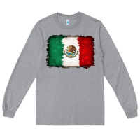 Heather Grey Mexican flag Long Sleeve Tee - RanaPortraitStore