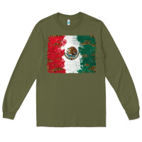 Army Green Mexican Flag With Leopard Long Sleeve Tee - RanaPortraitStore